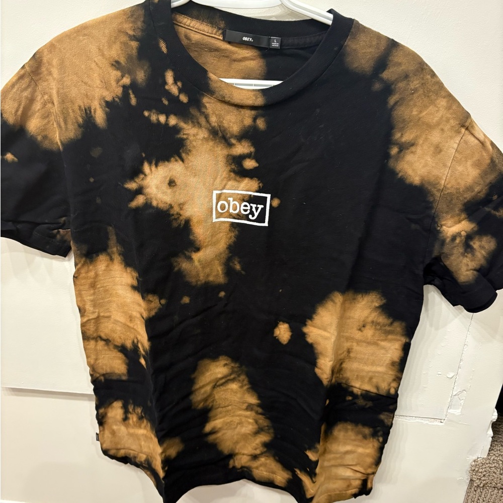 Obey Black and Brown Tie-Dye Tee
